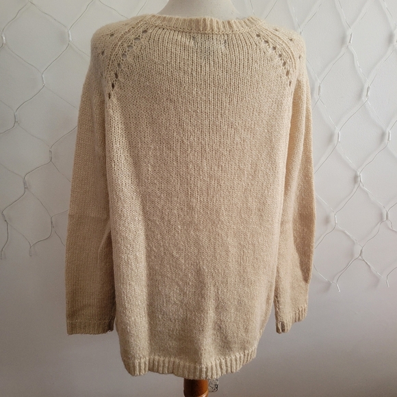 °Cozy Knit Cream Sweater / Creamy Beige / Roomy and Soft / Size XL - Picture 3 of 4